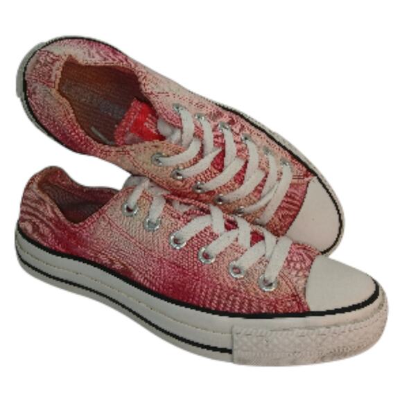 Converse All Star Pink Plaid Canvas Sneakers - Women's 7 - Picture 2 of 8